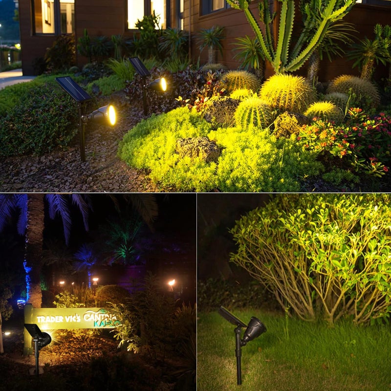 JSOT 600 Lumen Bright Solar Lights Outdoor Waterproof,Solar Powered Landscape Spotlights Solar Walkway Lighting for Backyard Garden Pathway Driveway Path Wall Patio Decor Warm White 4 Pack - Image 2
